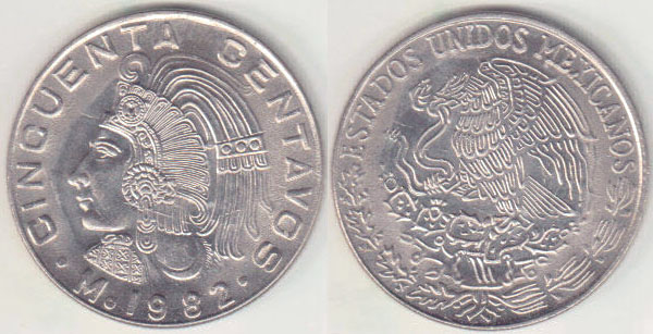 1982 Mexico 50 Centavos (Unc) A004378